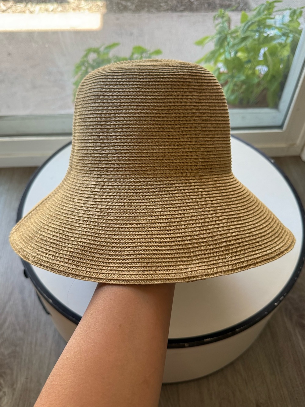 san diego hat company oceanside tan dome down bucket straw summer sun hat NEW
